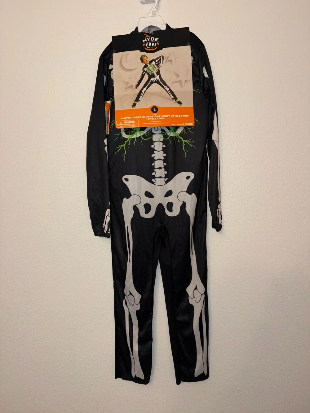 NWT Hyde & EEK Light Up Skeleton Costume Kids Large 10-12 Halloween